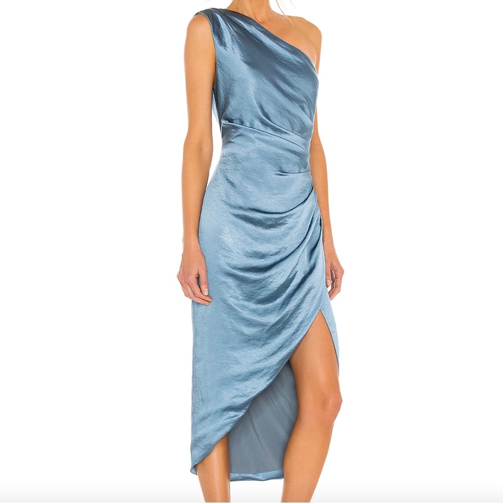 One Shoulder Ruched Dress from Revolve